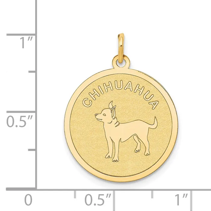Charm Necklaces 14k Yellow Gold Chihuahua Disc Charm Goldia