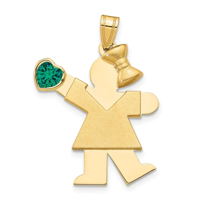 Charm Necklaces 14k Yellow Gold Girl with CZ May Birthstone Charm Goldia Charm Necklaces 14k Yellow Gold Girl with CZ May Birthstone Charm Goldia