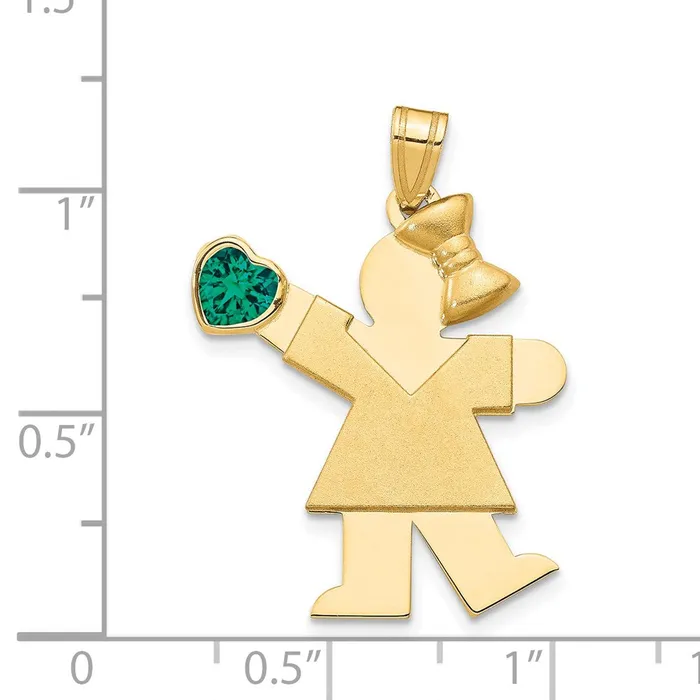 Charm Necklaces 14k Yellow Gold Girl with CZ May Birthstone Charm Goldia