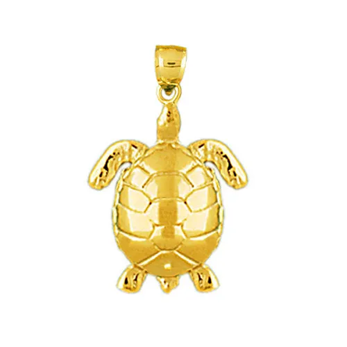 Charm Necklaces Goldia 14K Gold 15MM Long Sea Turtle Charm