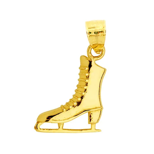 Charm Necklaces Goldia 14K Gold 3D Ice Skate Charm