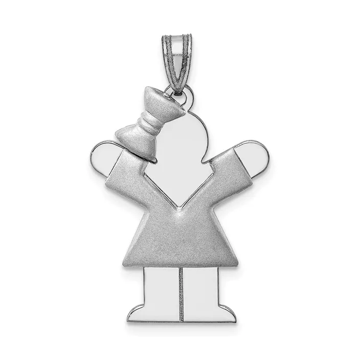 Charm Necklaces Goldia 14k White Gold Puffed Girl wBow on Left Engravable Charm Charm Necklaces Goldia 14k White Gold Puffed Girl wBow on Left Engravable Charm