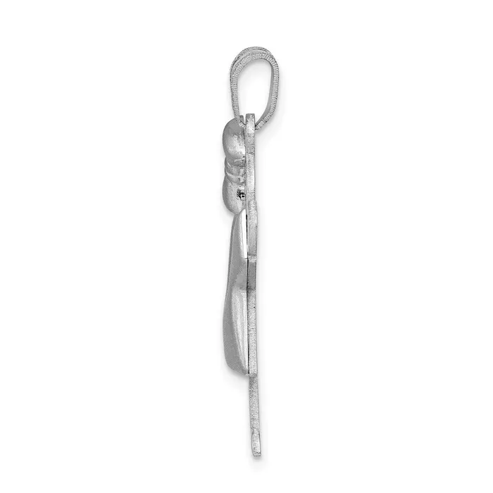 Charm Necklaces Goldia 14k White Gold Puffed Girl wBow on Left Engravable Charm