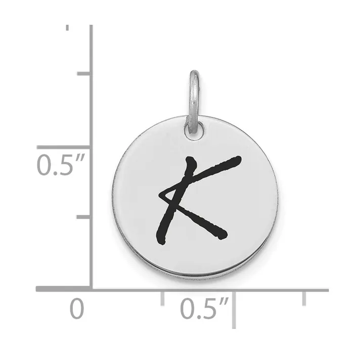 Charm Necklaces Goldia 14k White Goldw Polished Black Enamel Letter K Initial Disk Charm