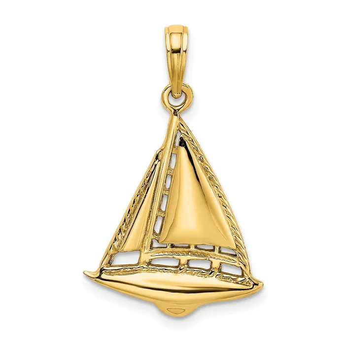 Charm Necklaces Goldia 14k Yellow Gold 2D Sailboat Charm