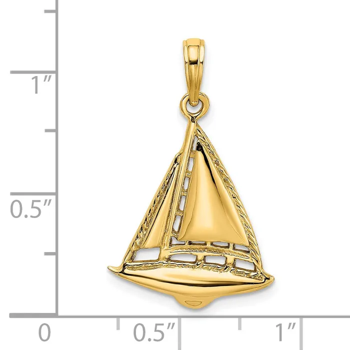 Charm Necklaces Goldia 14k Yellow Gold 2D Sailboat Charm
