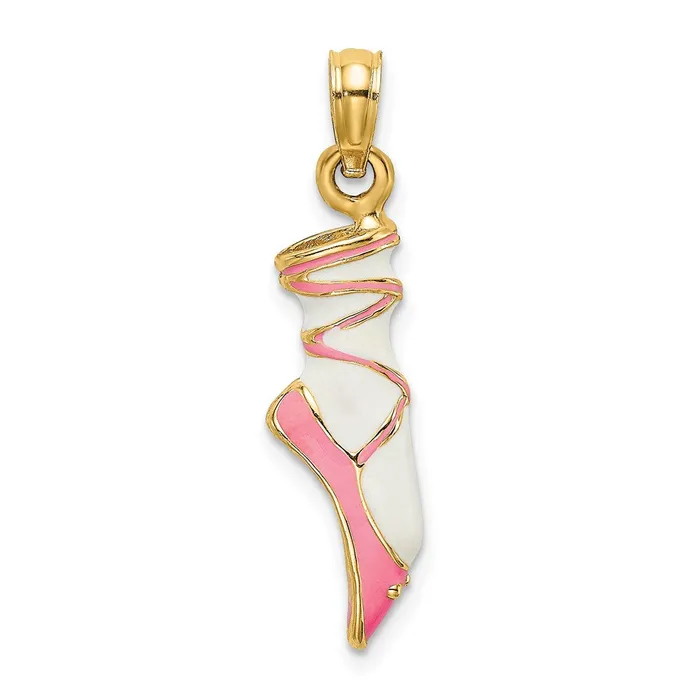 Charm Necklaces Goldia 14k Yellow Gold 3D Enamel Ballet Shoe Charm