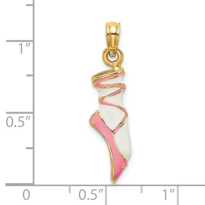 Charm Necklaces Goldia 14k Yellow Gold 3D Enamel Ballet Shoe Charm