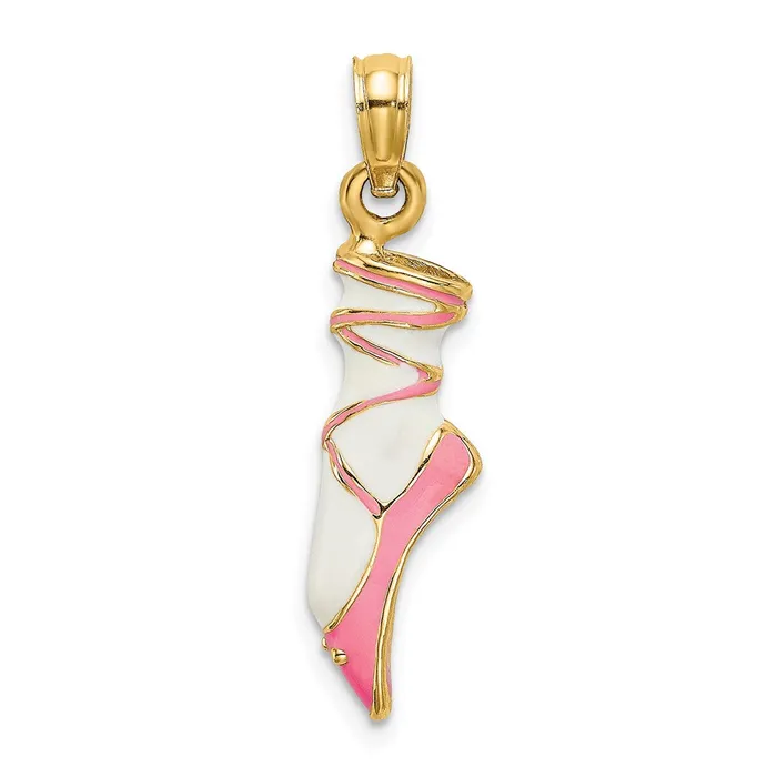 Charm Necklaces Goldia 14k Yellow Gold 3D Enamel Ballet Shoe Charm