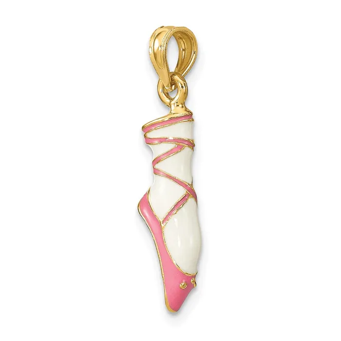 Charm Necklaces Goldia 14k Yellow Gold 3D Enamel Ballet Shoe Charm