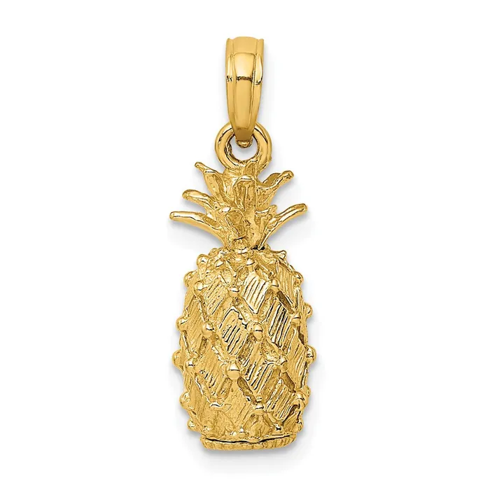 Charm Necklaces Goldia 14k Yellow Gold 3D Pineapple Charm
