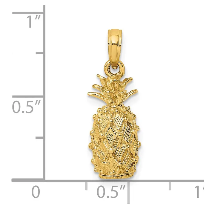 Charm Necklaces Goldia 14k Yellow Gold 3D Pineapple Charm