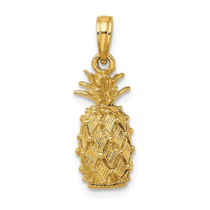 Charm Necklaces Goldia 14k Yellow Gold 3D Pineapple Charm