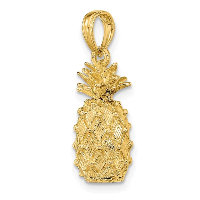 Charm Necklaces Goldia 14k Yellow Gold 3D Pineapple Charm