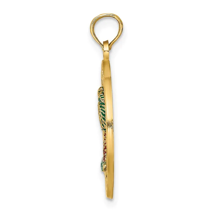 Charm Necklaces Goldia 14k Yellow Gold Enamel Palm Tree CHARLESTON Circle Charm