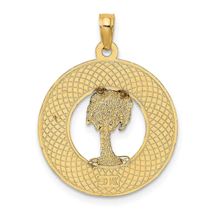 Charm Necklaces Goldia 14k Yellow Gold Enamel Palm Tree CHARLESTON Circle Charm