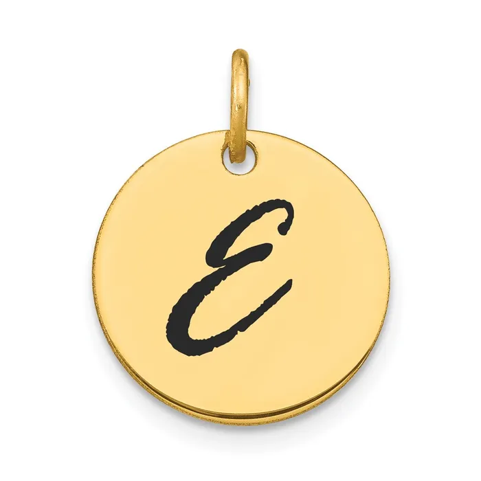 Charm Necklaces Goldia 14k Yellow Gold Polished Black Enamel Letter E Initial Disk Charm Charm Necklaces Goldia 14k Yellow Gold Polished Black Enamel Letter E Initial Disk Charm