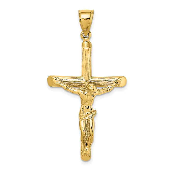 Charm Necklaces Goldia 14k Yellow Gold Textured Crucifix Charm