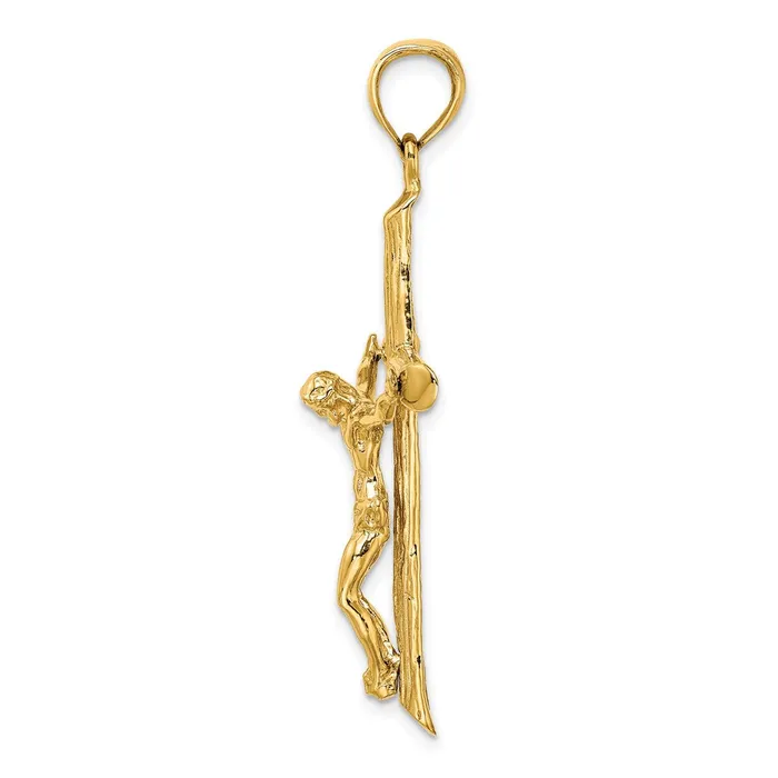 Charm Necklaces Goldia 14k Yellow Gold Textured Crucifix Charm