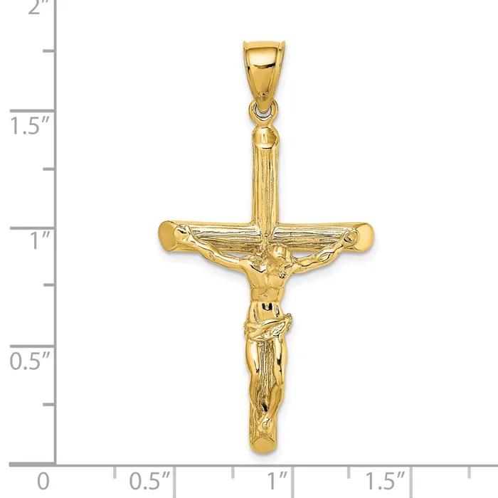 Charm Necklaces Goldia 14k Yellow Gold Textured Crucifix Charm