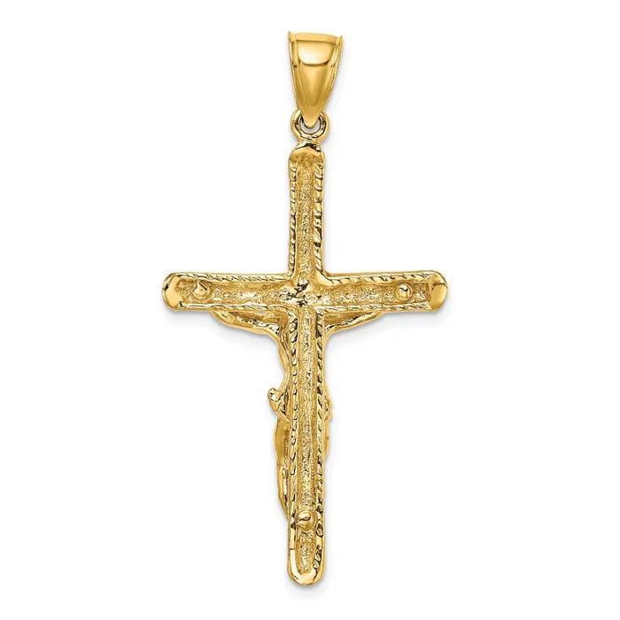 Charm Necklaces Goldia 14k Yellow Gold Textured Crucifix Charm