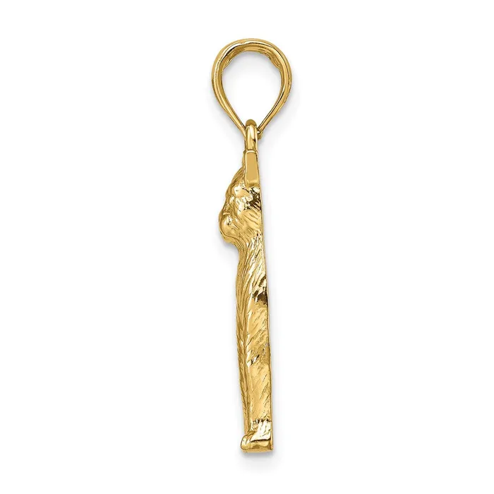 Charm Necklaces Goldia 14k Yellow Gold Textured Sitting Cat Charm