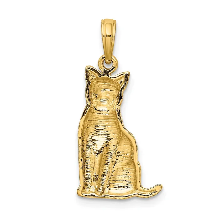 Charm Necklaces Goldia 14k Yellow Gold Textured Sitting Cat Charm