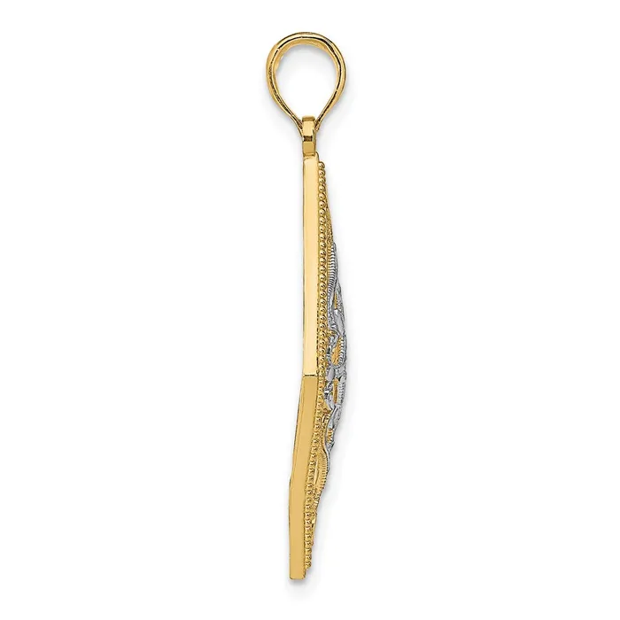 Charm Necklaces Goldia 14k Yellow u0026 Rhodium Gold wRhodium Diamond Shape CutOut Filigree Charm