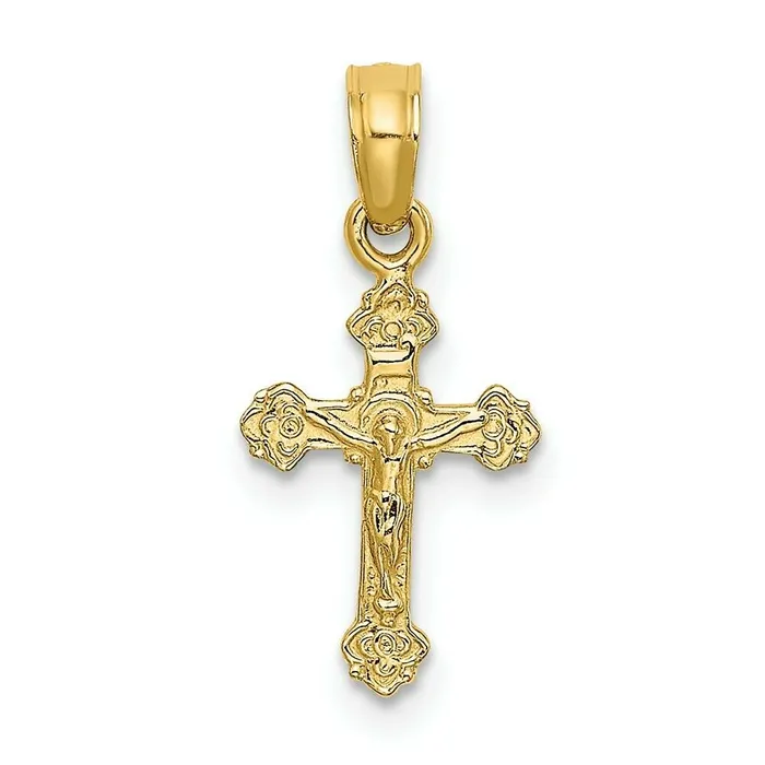 Charm Necklaces Goldiacom 14K MINI CRUCIFIX With FANCY TIPS Charm