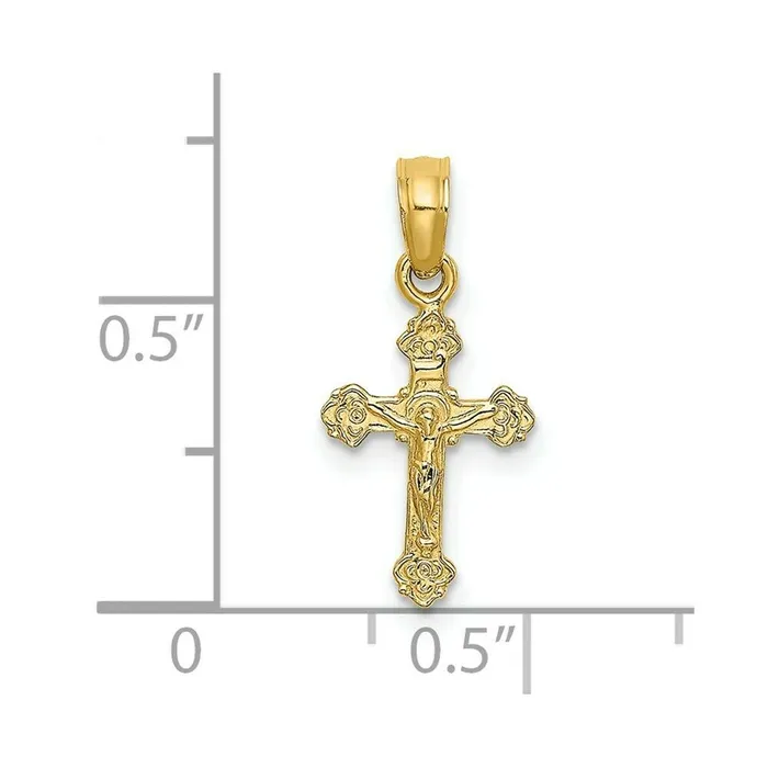 Charm Necklaces Goldiacom 14K MINI CRUCIFIX With FANCY TIPS Charm