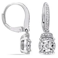 Earrings 033 CT TW Diamond Frame Drop Earrings in Sterling Silver Goldia