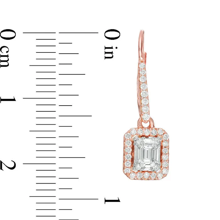 Earrings 05 CT TW Composite Baguette Diamond Rectangle Frame Drop Earrings in 14K Rose Gold Goldia Earrings 05 CT TW Composite Baguette Diamond Rectangle Frame Drop Earrings in 14K Rose Gold Goldia