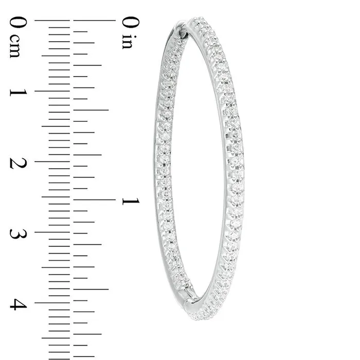 Earrings 15 CT TW Diamond InsideOut Hoop Earrings in 14K White Gold Goldia Earrings 15 CT TW Diamond InsideOut Hoop Earrings in 14K White Gold Goldia