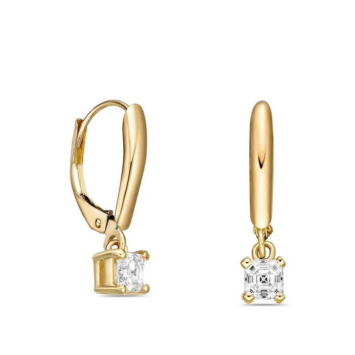 Earrings 1 CT TW Certified AsscherCut Diamond Solitaire Drop Earrings in 14K Gold IVS2 Goldia Earrings 1 CT TW Certified AsscherCut Diamond Solitaire Drop Earrings in 14K Gold IVS2 Goldia