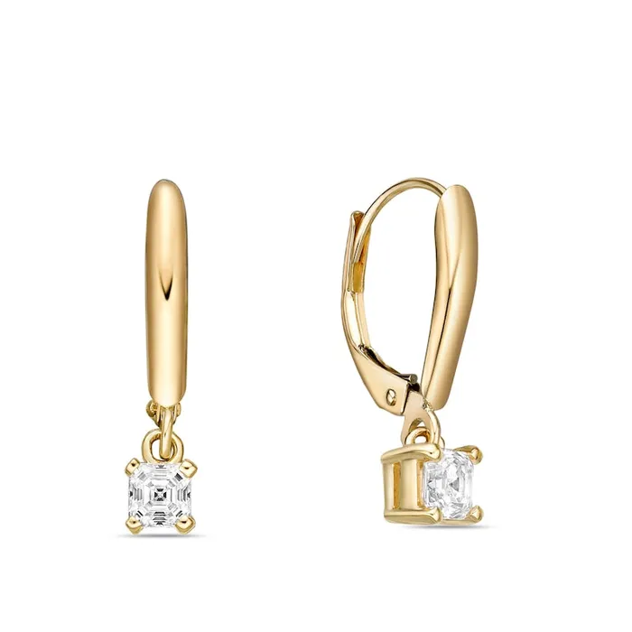 Earrings 1 CT TW Certified AsscherCut Diamond Solitaire Drop Earrings in 14K Gold IVS2 Goldia Earrings 1 CT TW Certified AsscherCut Diamond Solitaire Drop Earrings in 14K Gold IVS2 Goldia