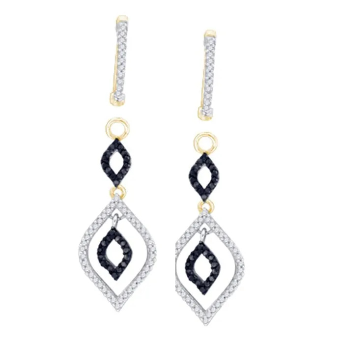 Earrings 10k Yellow Gold Black Diamond Oval Dangle Earrings 12 Cttw gndatlanta Earrings 10k Yellow Gold Black Diamond Oval Dangle Earrings 12 Cttw gndatlanta