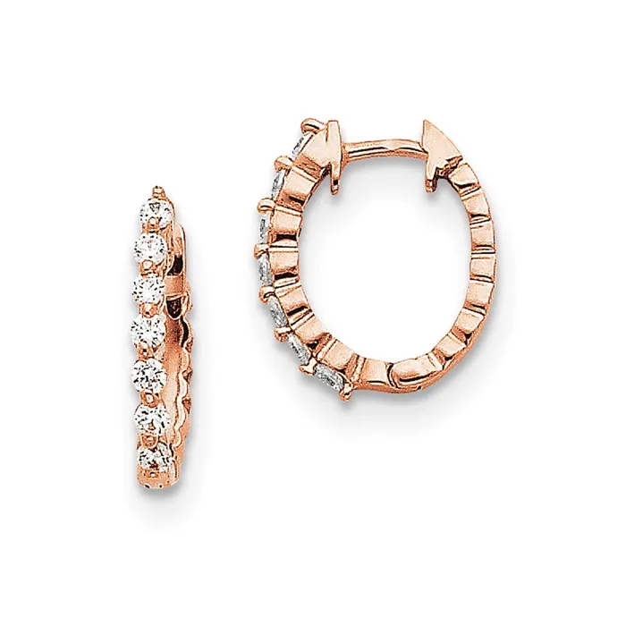Earrings 14k Rose Gold A Real Diamond Hinged Hoop Earrings Goldia
