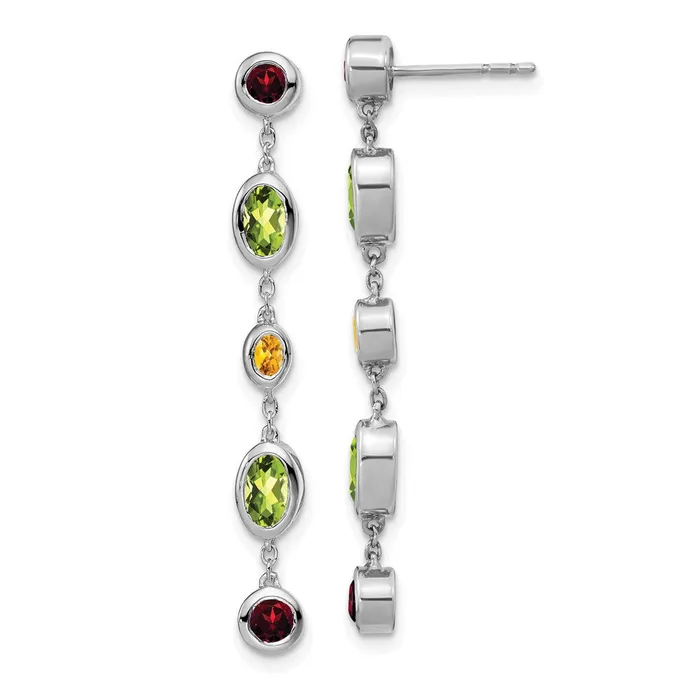 Earrings 14k White Gold GarnetPeridotCitrine Dangle Earrings Goldia