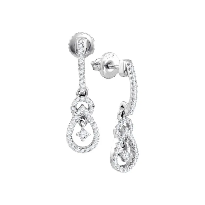 Earrings 14k White Gold Round Diamond Dangle Earrings 15 Cttw gndatlanta