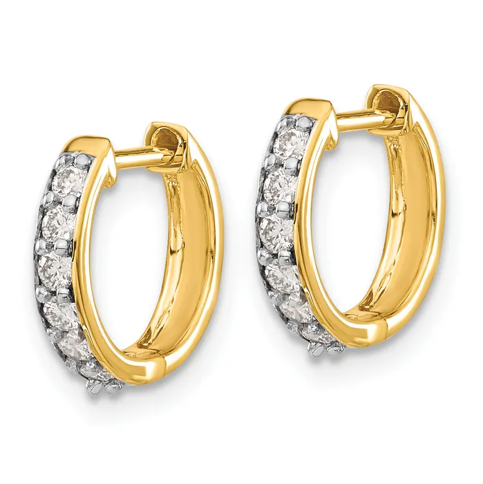 Earrings 14k Yellow Gold 14 Ct Lab Grown Diamond VSSI G Hinged Hoop Earrings Goldia