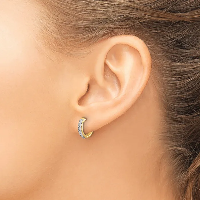 Earrings 14k Yellow Gold 14 Ct Lab Grown Diamond VSSI G Hinged Hoop Earrings Goldia