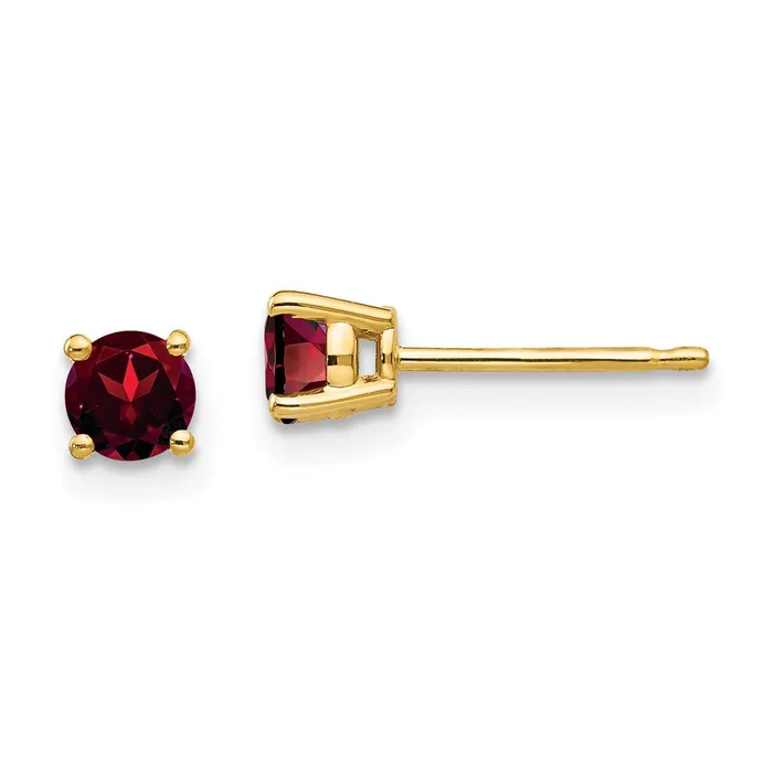 Earrings 14k Yellow Gold 4mm Garnet Earrings Goldia