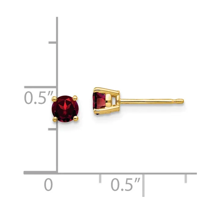 Earrings 14k Yellow Gold 4mm Garnet Earrings Goldia