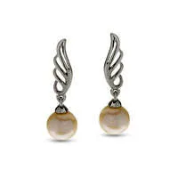 Earrings 70 75mm Cultured Freshwater Pearl Angel Wing Drop Earrings in Sterling Silver Goldia Earrings 70 75mm Cultured Freshwater Pearl Angel Wing Drop Earrings in Sterling Silver Goldia