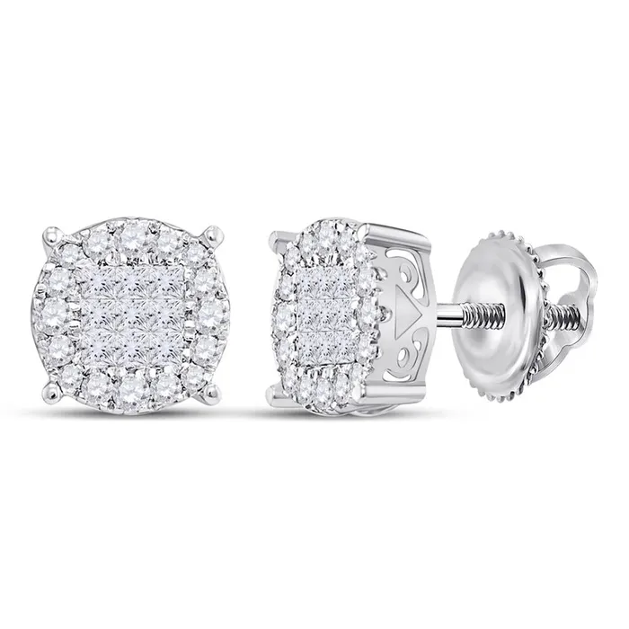 Earrings gndatlanta 14k White Gold Princess Diamond Fashion Cluster Earrings 14 Cttw Earrings gndatlanta 14k White Gold Princess Diamond Fashion Cluster Earrings 14 Cttw