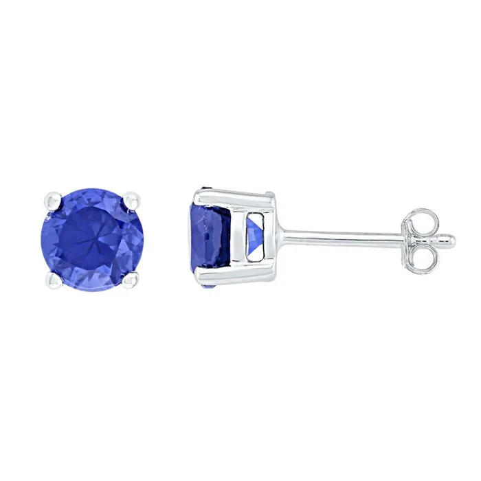 Earrings gndatlanta 14k White Gold Round Created Blue Sapphire Solitaire Earrings 2 Cttw Earrings gndatlanta 14k White Gold Round Created Blue Sapphire Solitaire Earrings 2 Cttw