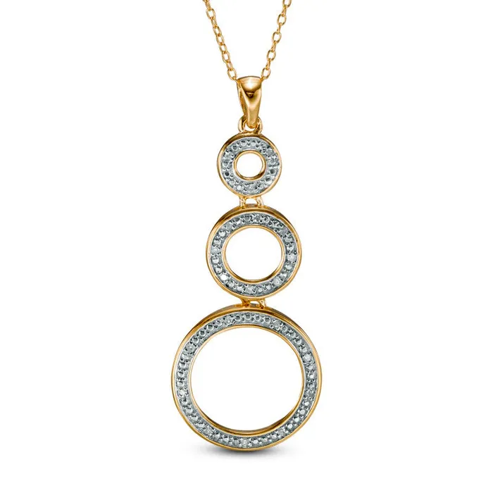 Earrings Goldia 01 CT TW Natural Diamond Three Circle Drop Pendant in Sterling Silver and 18K Gold Plate Earrings Goldia 01 CT TW Natural Diamond Three Circle Drop Pendant in Sterling Silver and 18K Gold Plate