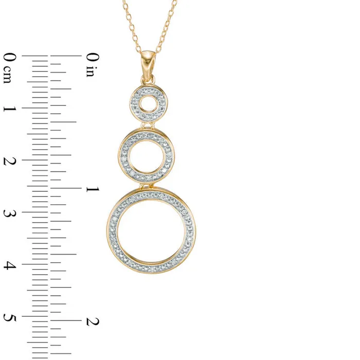 Earrings Goldia 01 CT TW Natural Diamond Three Circle Drop Pendant in Sterling Silver and 18K Gold Plate Earrings Goldia 01 CT TW Natural Diamond Three Circle Drop Pendant in Sterling Silver and 18K Gold Plate