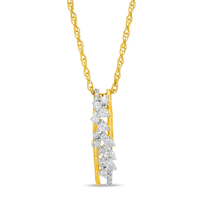 Earrings Goldia 02 CT TW Natural Diamond Linear Scatter Drop Pendant in 10K Yellow Gold Earrings Goldia 02 CT TW Natural Diamond Linear Scatter Drop Pendant in 10K Yellow Gold