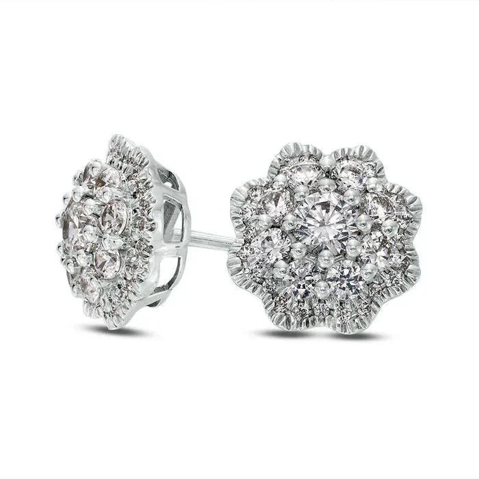 Earrings Goldia 1 CT TW Diamond Flower Frame Stud Earrings in 10K White Gold Earrings Goldia 1 CT TW Diamond Flower Frame Stud Earrings in 10K White Gold